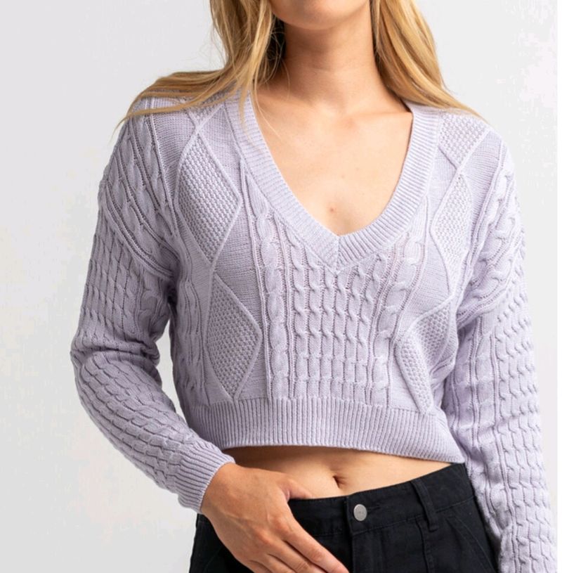 Lavender Korean Cropped Sweater