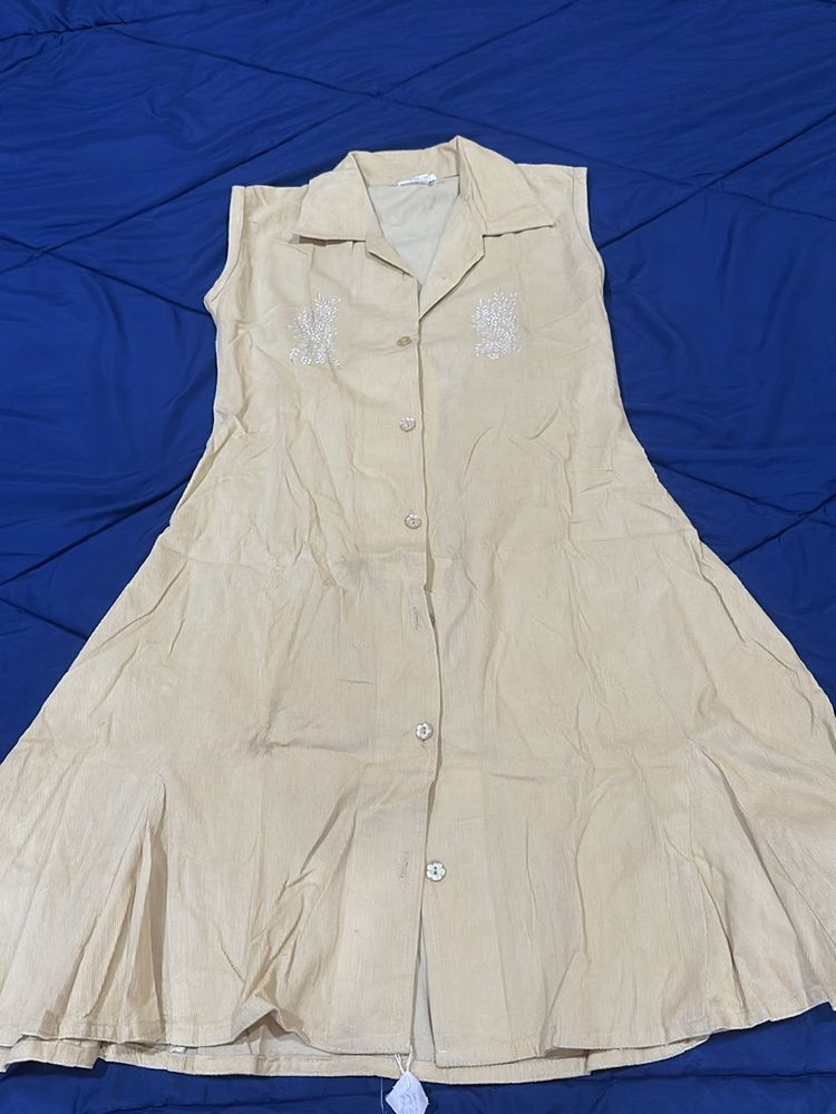 Beige Summer Dress With Buttons