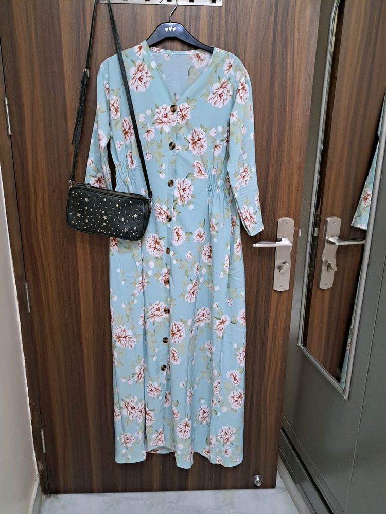 Maxi Dress With Turtle Shell Buttons