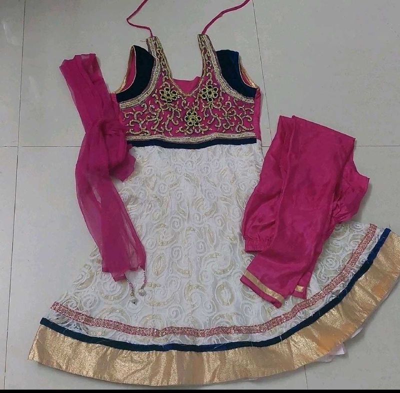 Partywear Frock suit & Net Duppata For Lil Doll