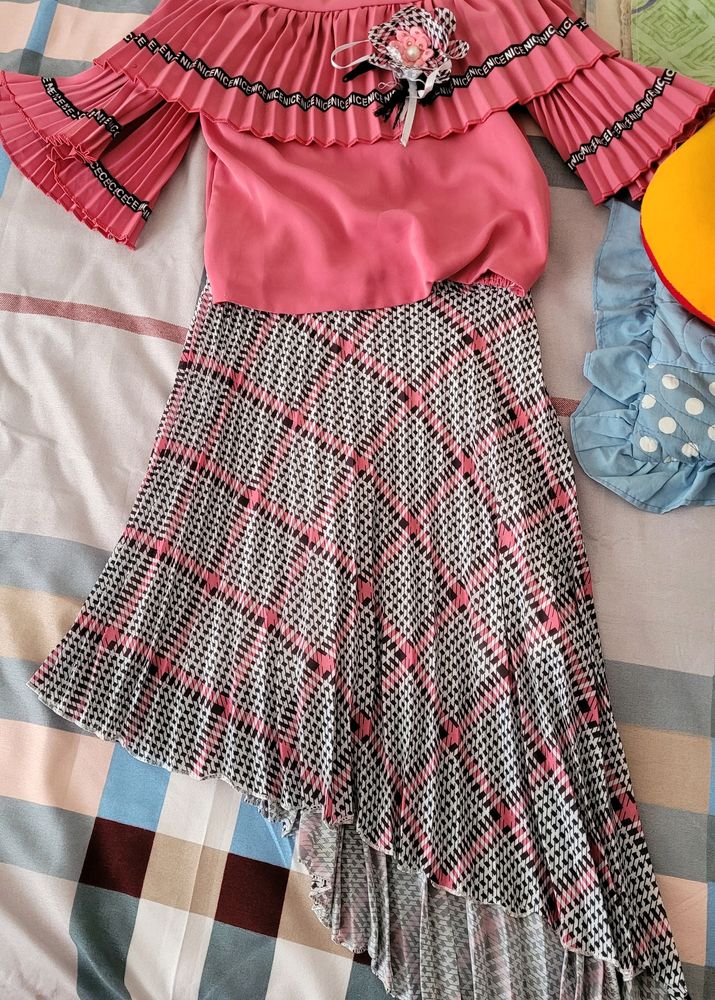 pink stylish skirt top for 5 to 8 years old