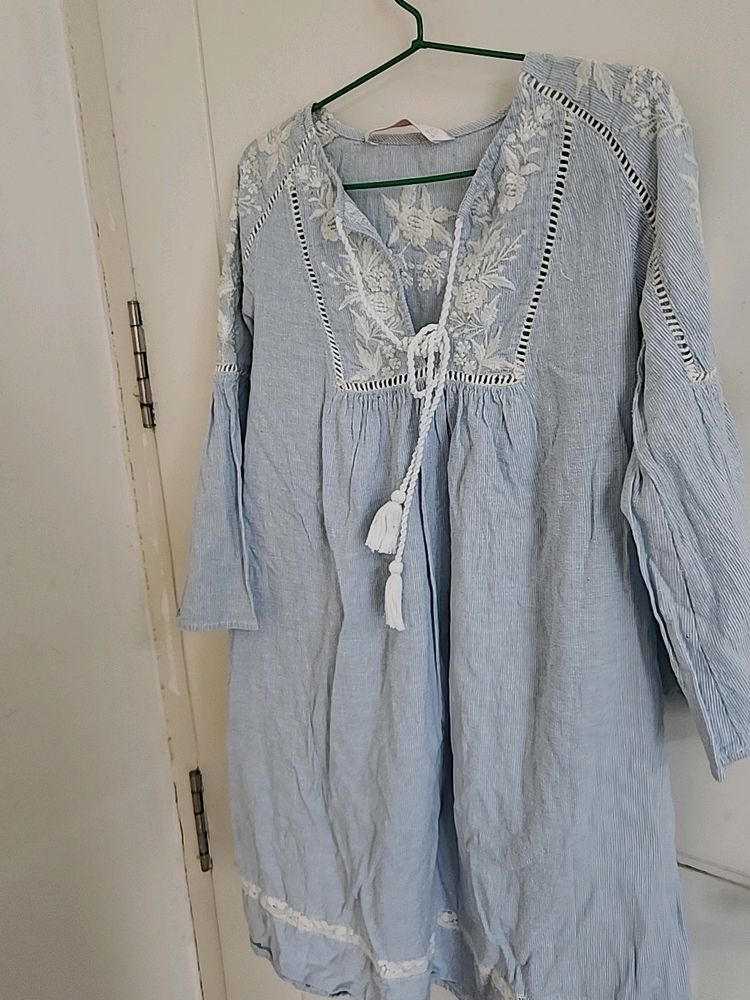 ZARA EMBROIDERED TUNIC DRESS