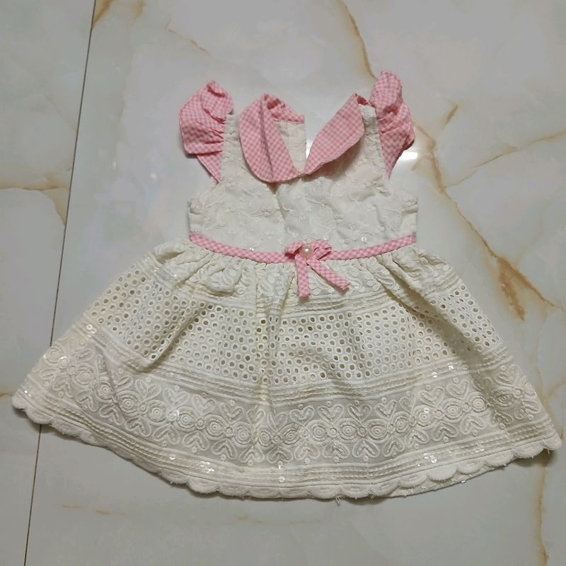 White Pink Chiken Frock