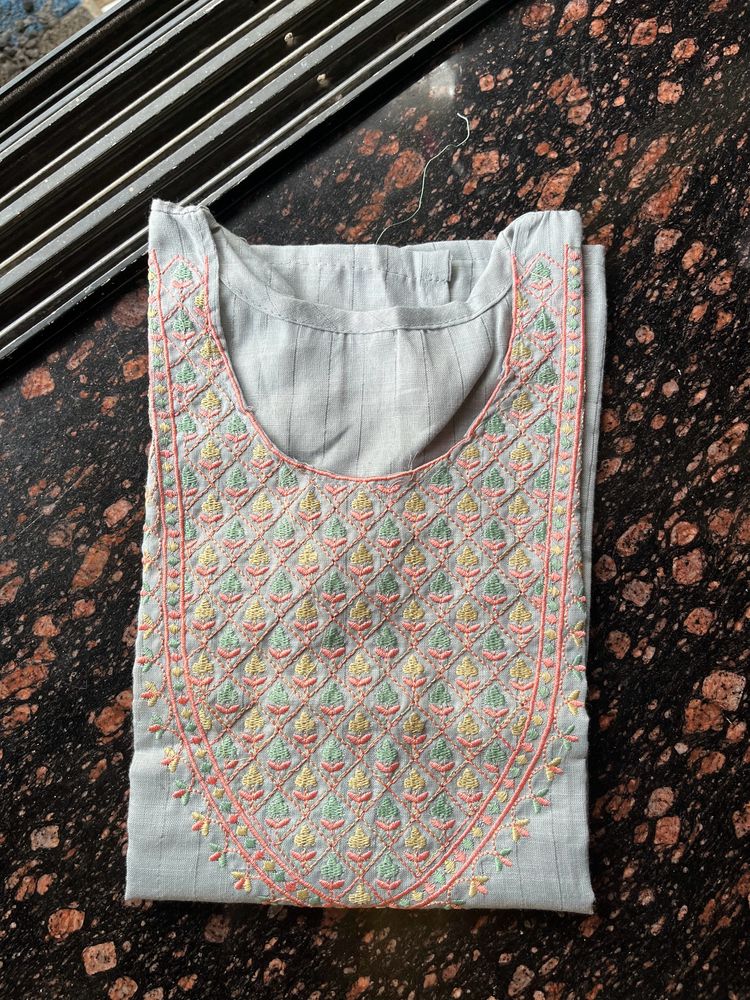 Yoke embroidery grey kurta