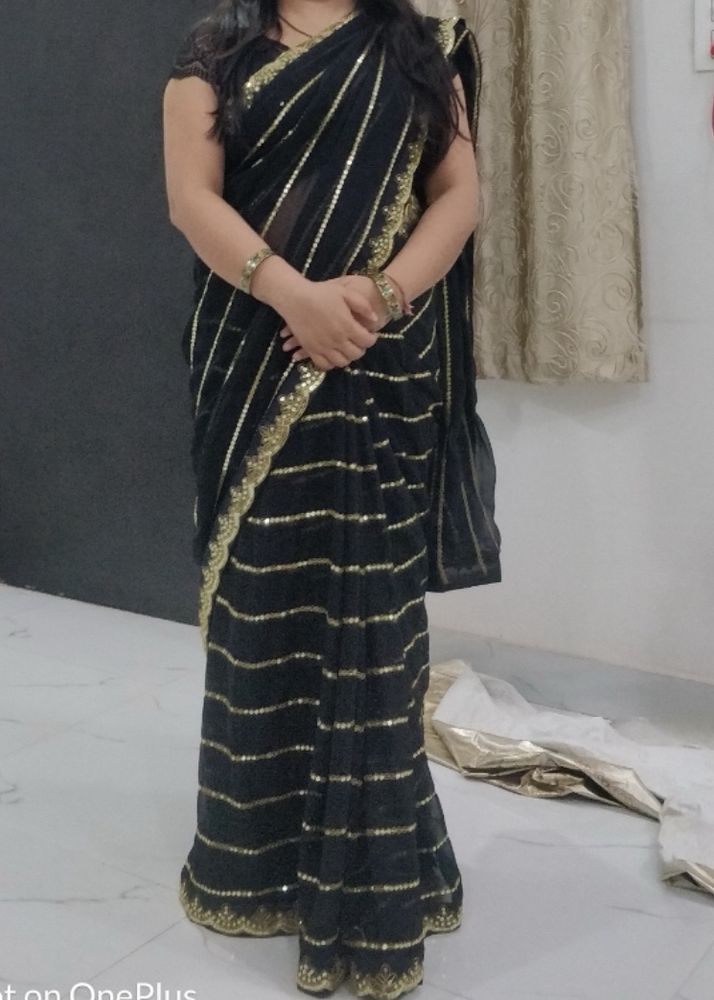 Black party wear saree