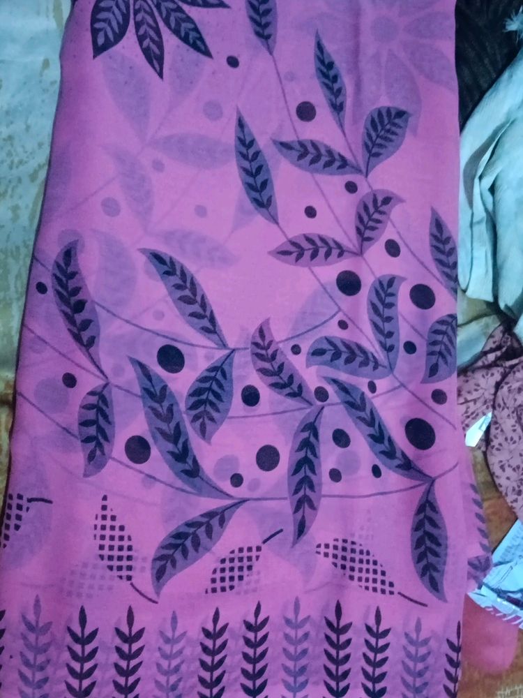 Pink Saree With Unstitched Blouse Piece