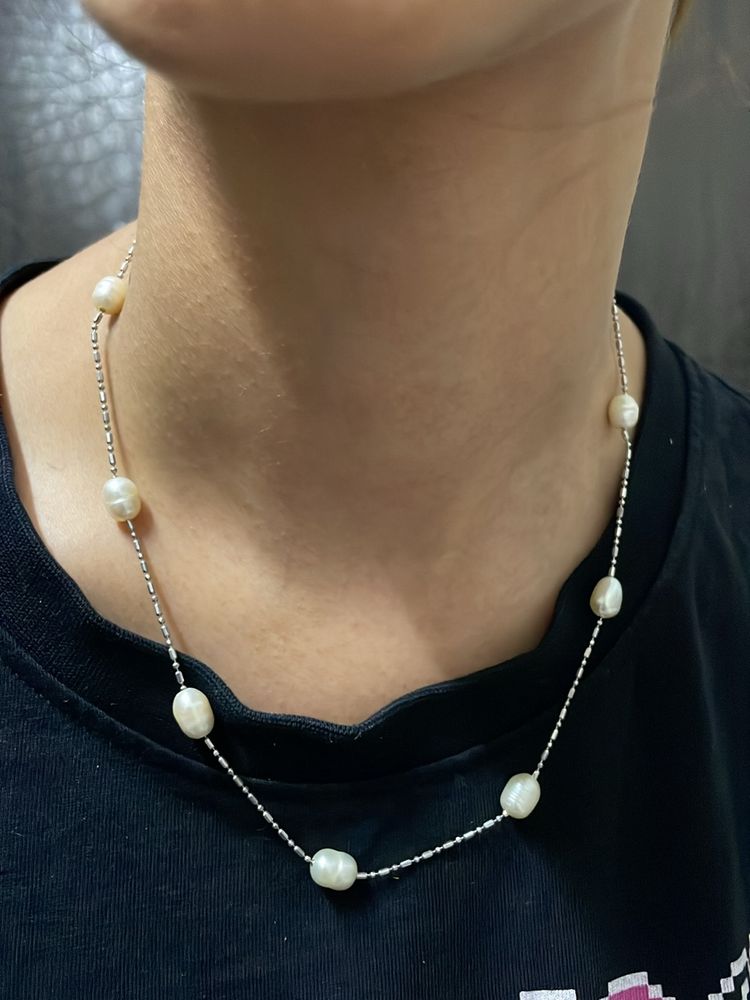 Silver Pearl Necklace