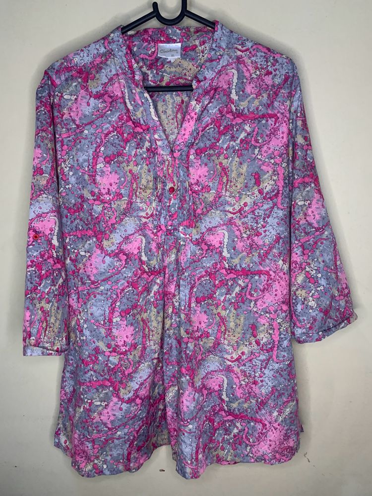 XL Christina Pink Printed 3/4 Sleeves Kurti