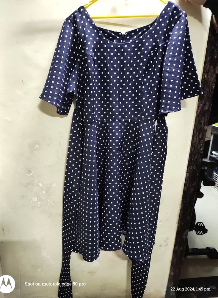 Imported Polka Dot Flared Dress