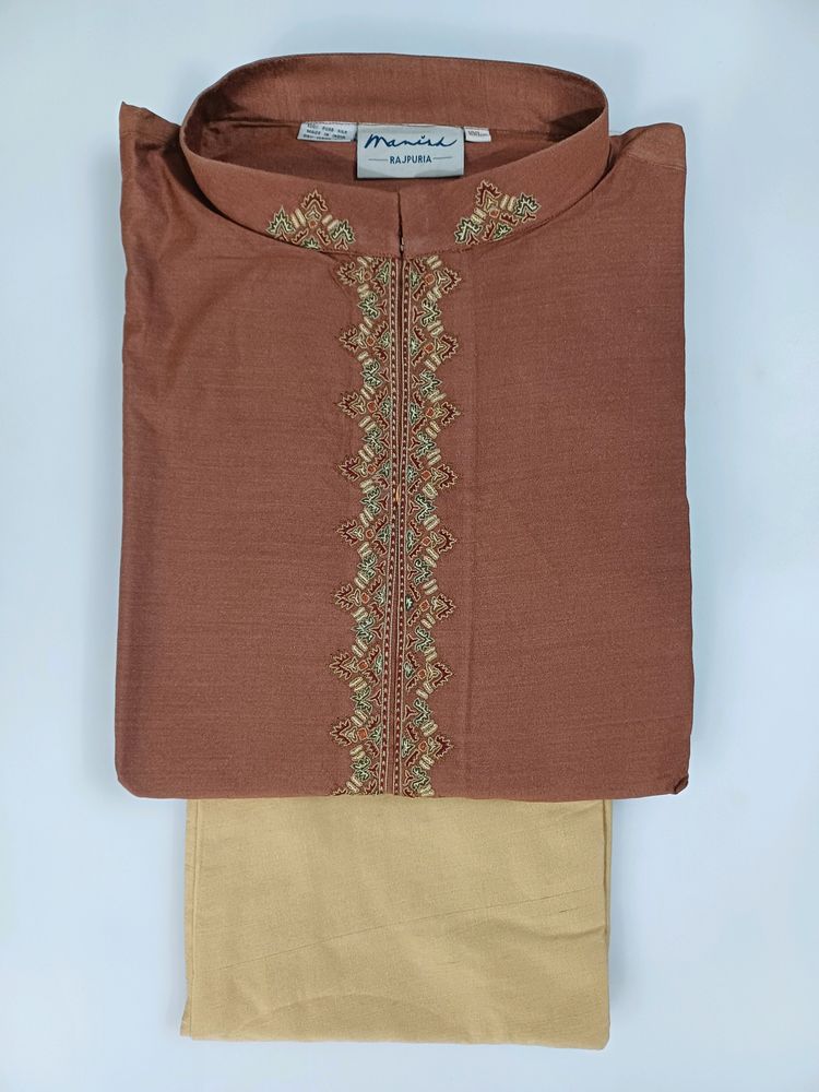 Pure Silk Kurta Chudidar Set (Rust)