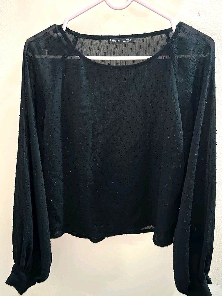 SHEIN Black Sheer Top