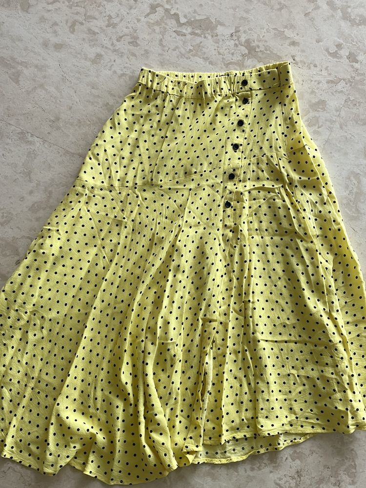 Zara L Skirt With Slit Yellow And Black