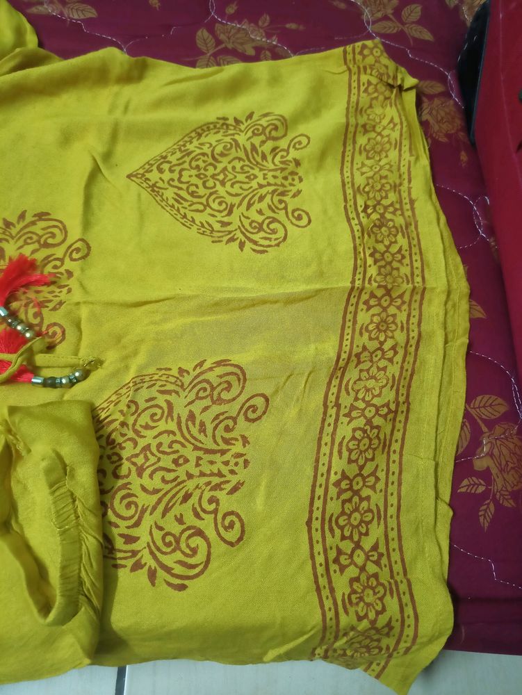 Mustard Yellow Short Kurti Top