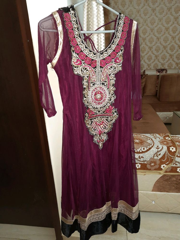 Beautiful Embroidered Anarkali Suit With Bottom And Dupatta