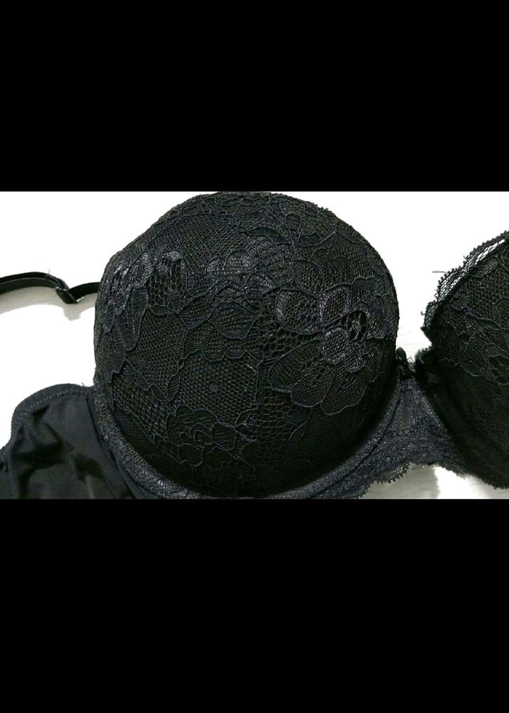 Padded & Wired* Black Lacy Bra