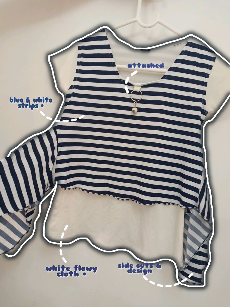 (⁠◍⁠•⁠ᴗ⁠•⁠◍⁠) Blue & White Striped Stylish Top