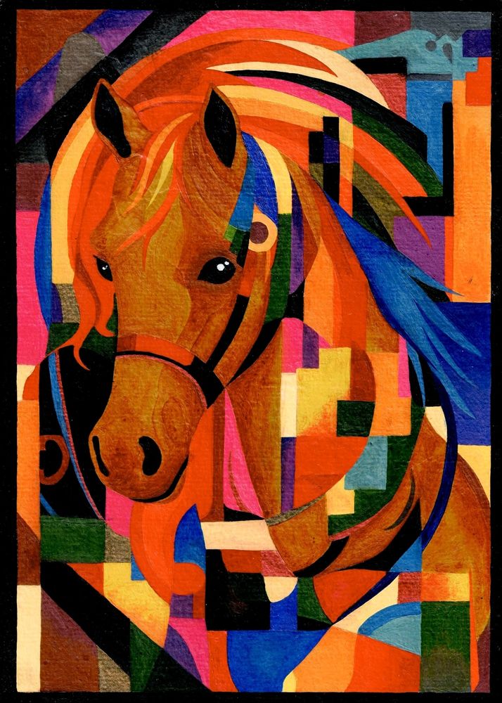 Running Horse Abstract×Cubism Painting