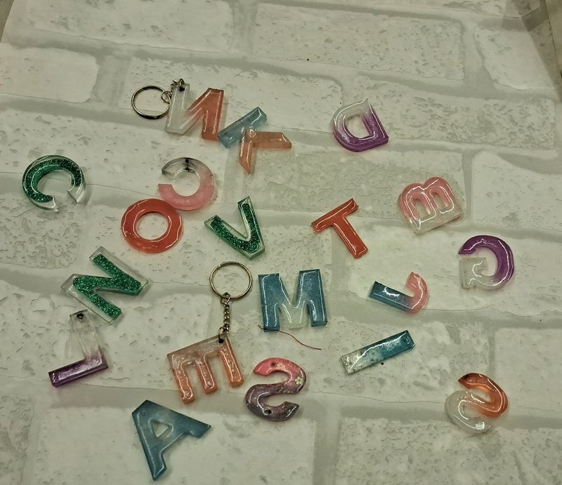 Resin Art Keychain Only This Alphabet Are Availabl