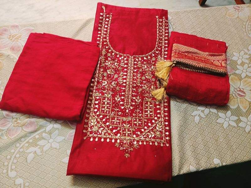 Beautiful Branded Red Colour Suit Material