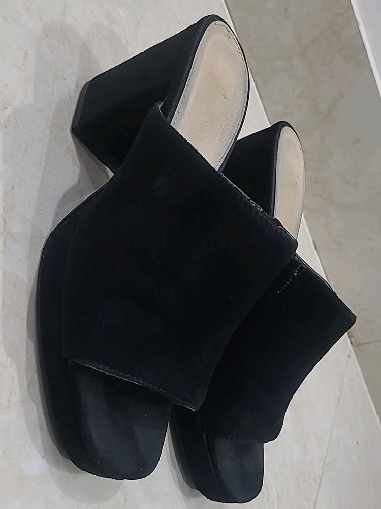 BATA Black Block Heels - Heel Height- 3inches