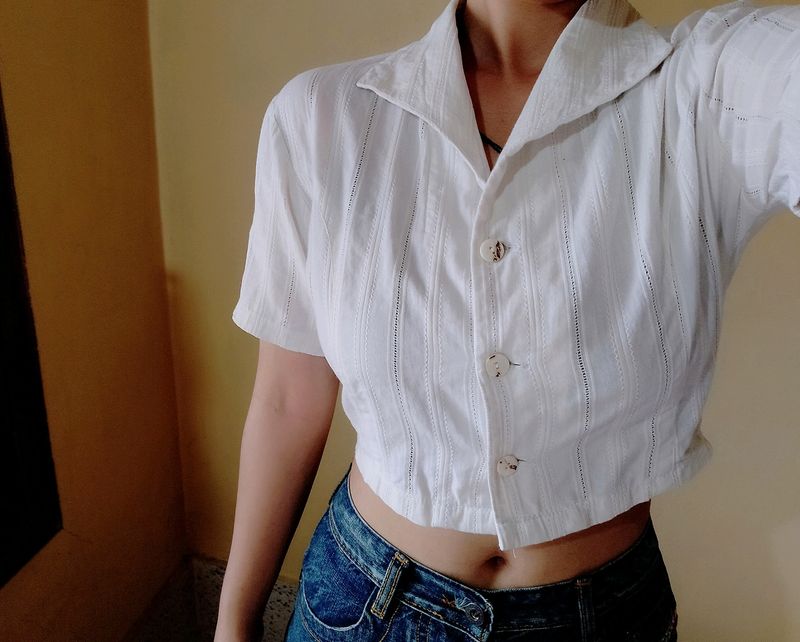 White Crop Shirt