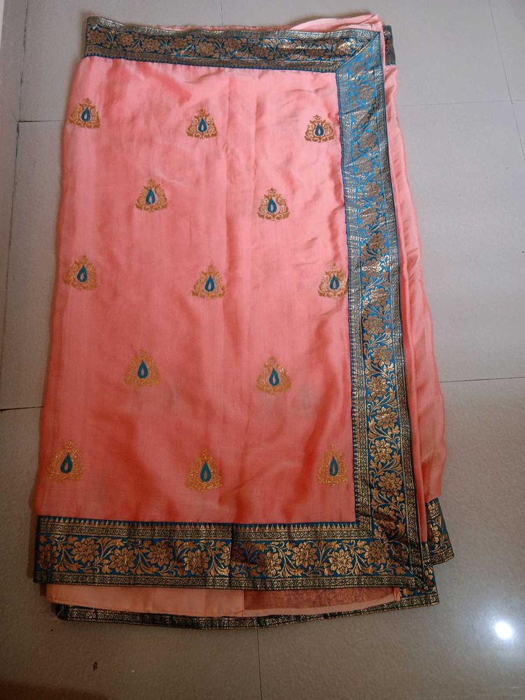 Peach Color Fancy Saree