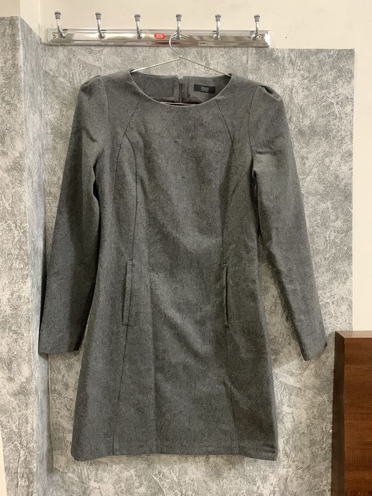 Grey Formal Full Sleeve Dress (xs)