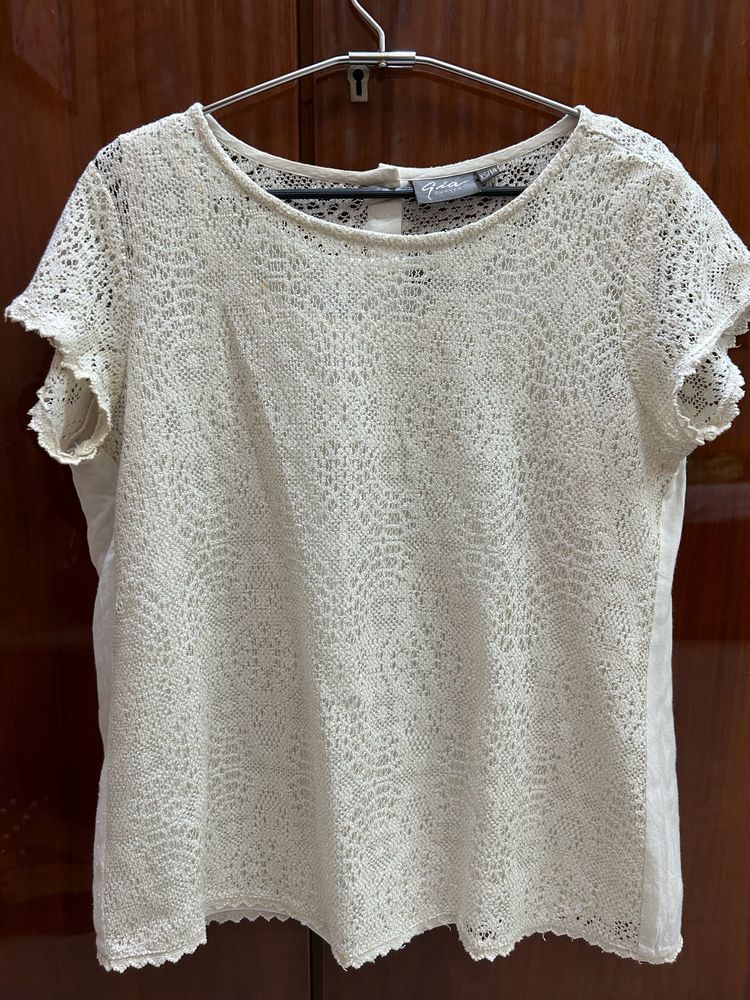 Lace Golden White Top