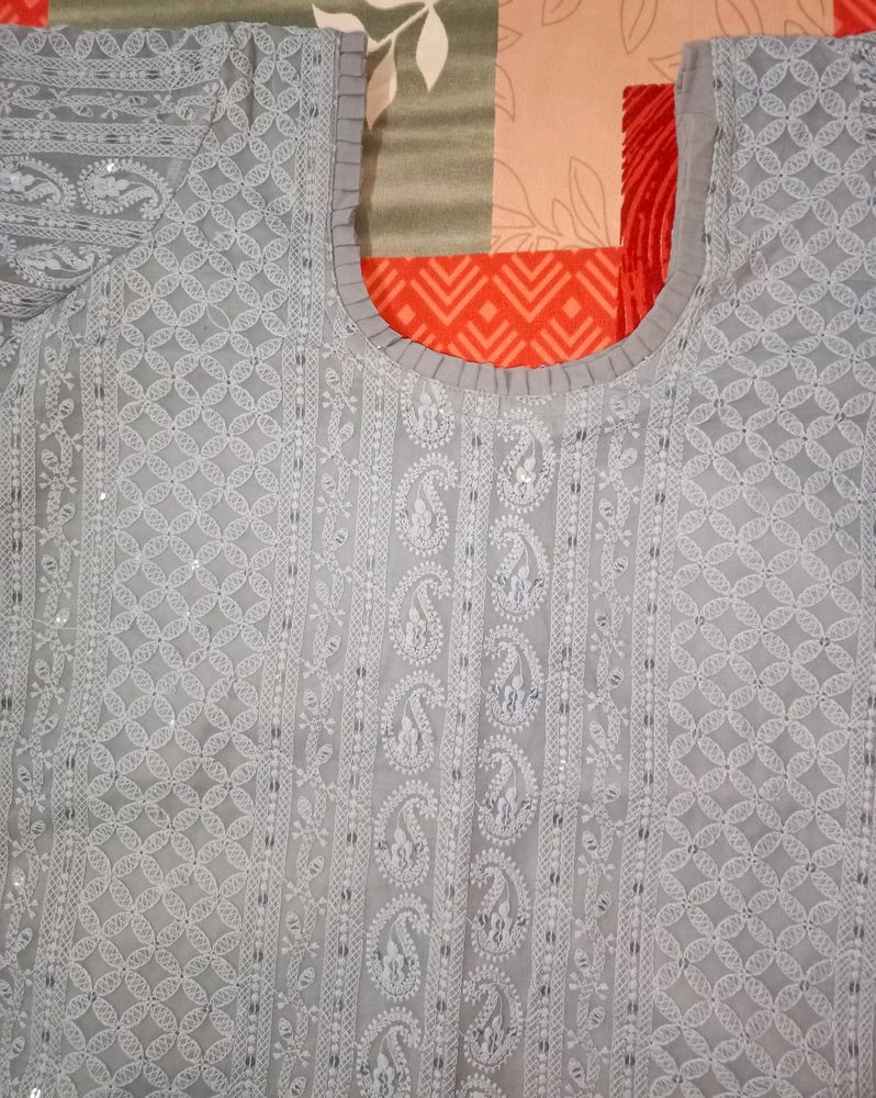 Beautiful Greay Chikankari Kurti