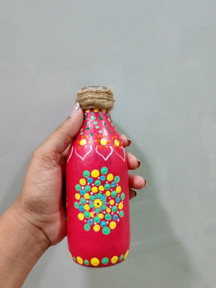 Doted Mandala Bottle Painted