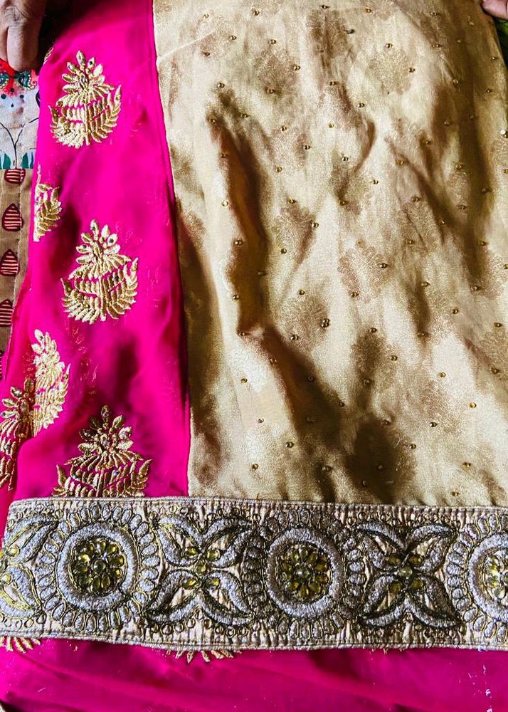 Soft Double colour heavy work saree