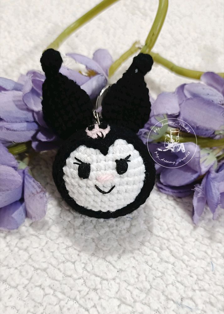 Amigurumi Kuromi Face Keychain