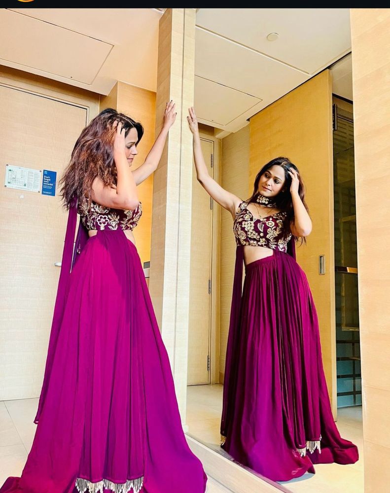 Wine Color Lehnga Choli For Women Size S