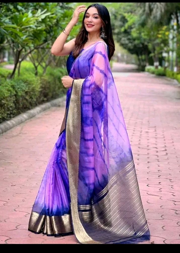 💜Organza Saree 🧡