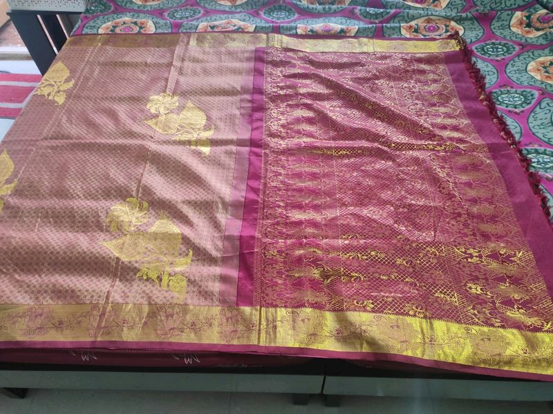 Beige With Maroon Korvai Kanchipuram Saree