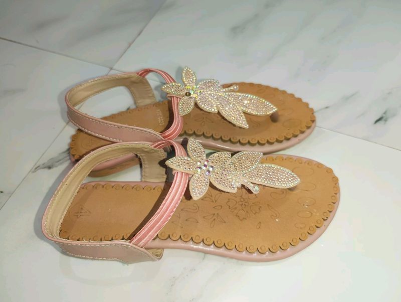 Women Floral Gold Casual Sandal