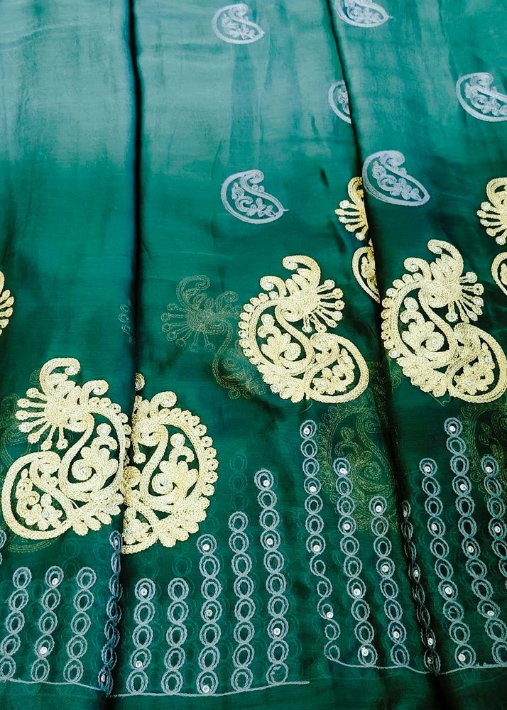 Gorgeous Green Embroidery Saree🥻