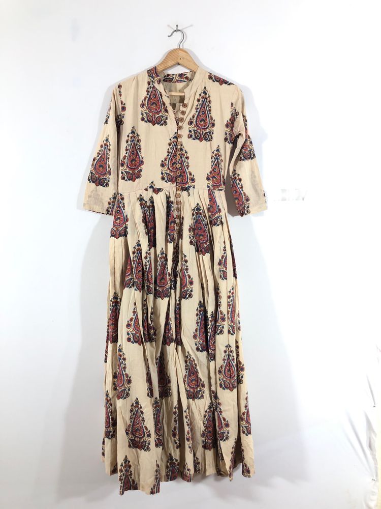 Cream Printed Maxi Dress(Women’s)