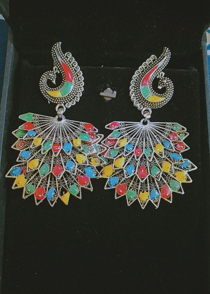 Peacock Design Multicolour Earrings 🦋😻