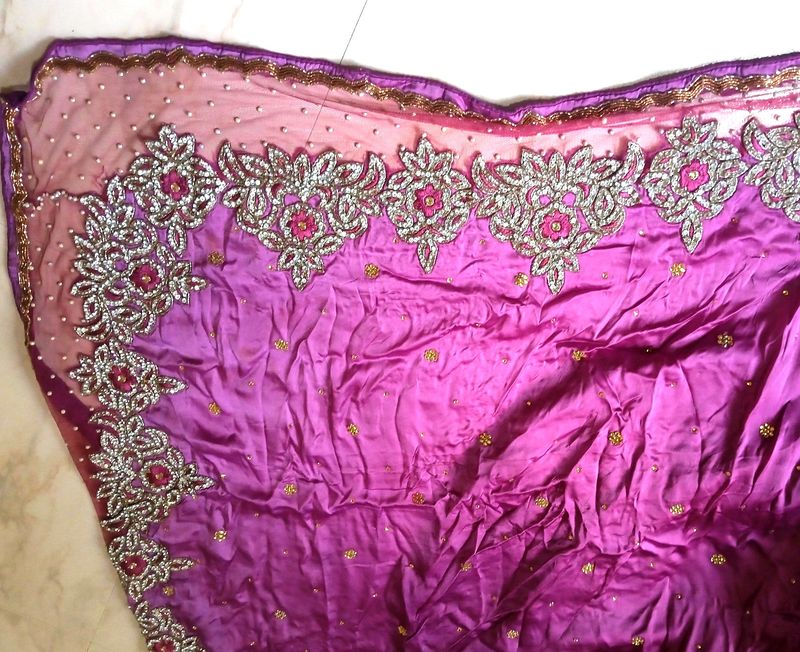 Regal Purple Saree with Shimmering Embellishments