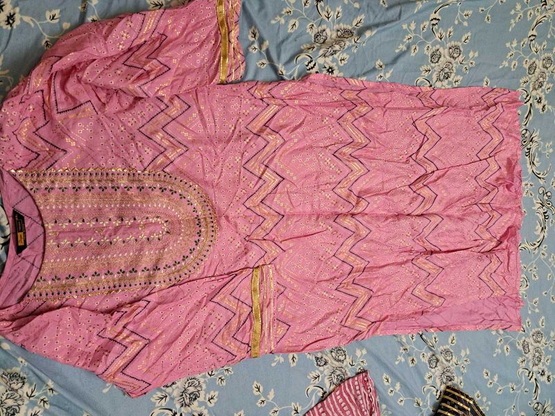 2pc Kurti Plazzo Set Pink