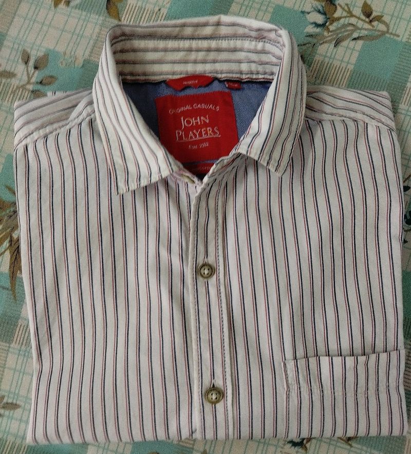 MEN CHEK WHITE SHIRT XL