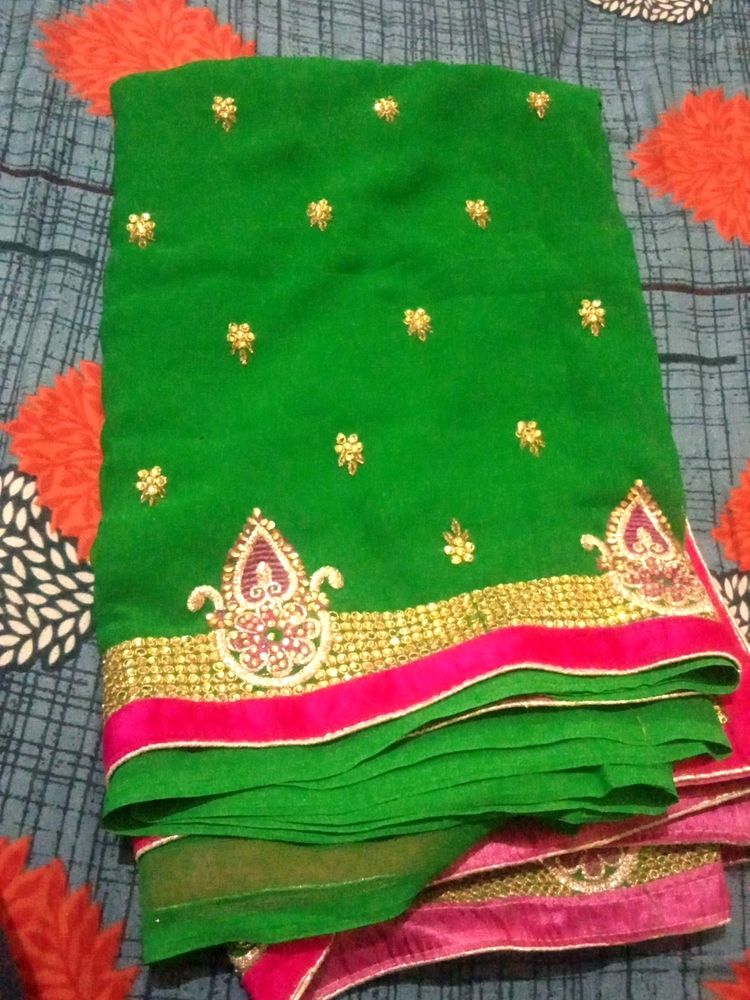 Green Georgette Saree