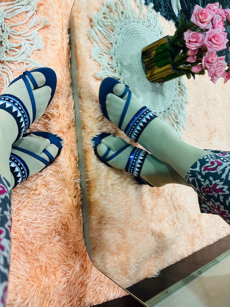 Blue Color Hand Work Max Sandal