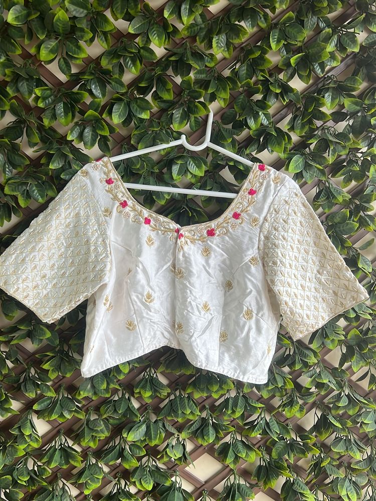 HAND EMBROIDERED WHITE BLOUSE