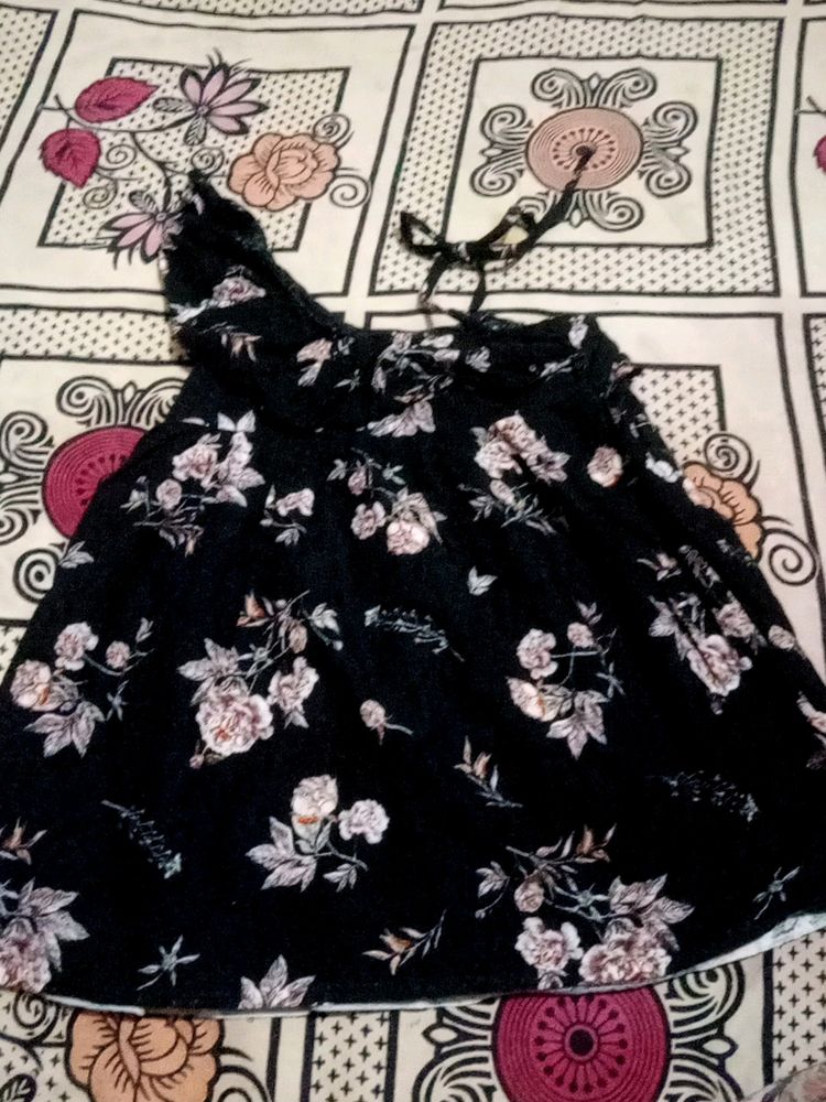 Floral Print Baby Girl Off Shoulder Frock