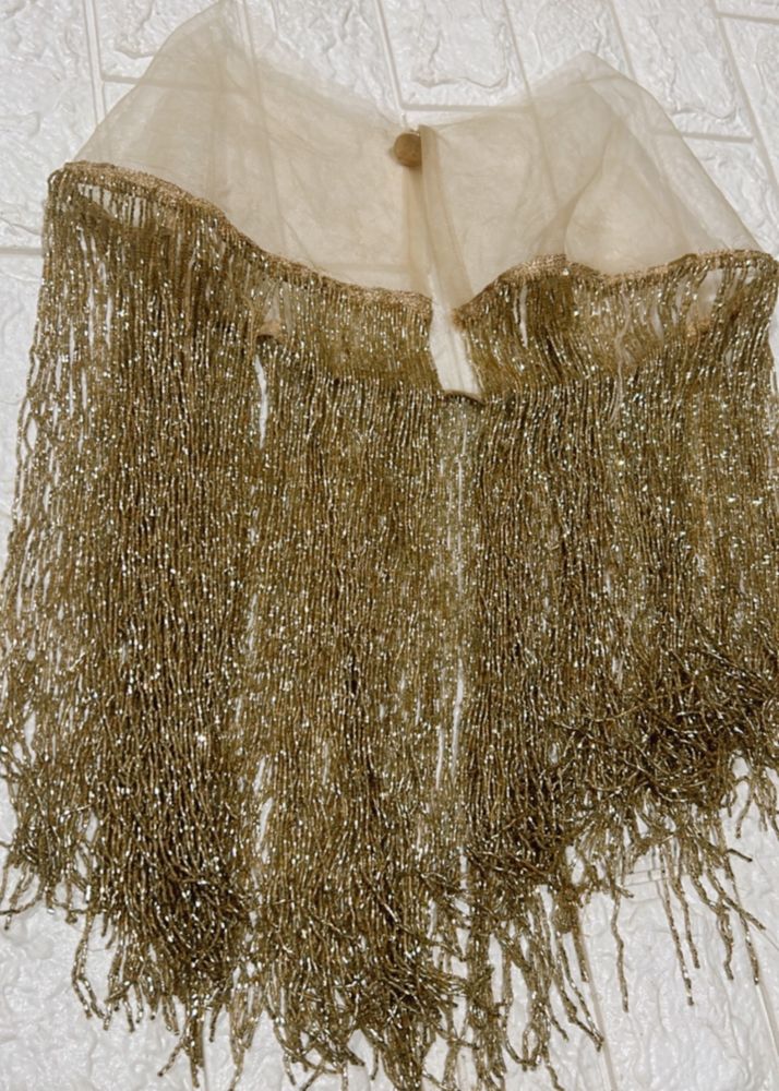 Embellished Sequin Gold Poncho