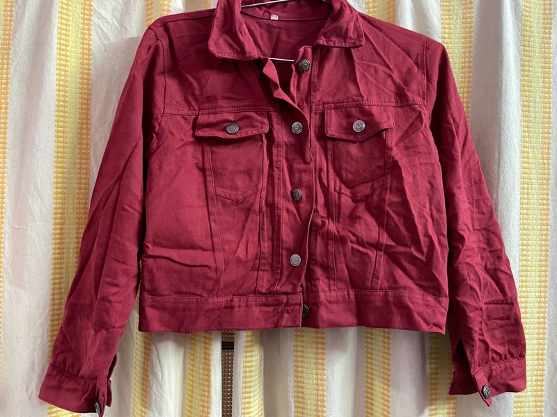 Red cropped Jacket