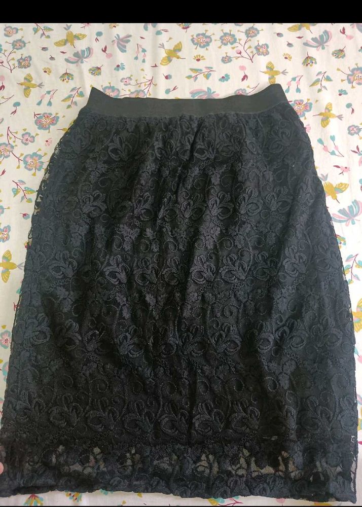 Pencil Lace Black Skirt Formal