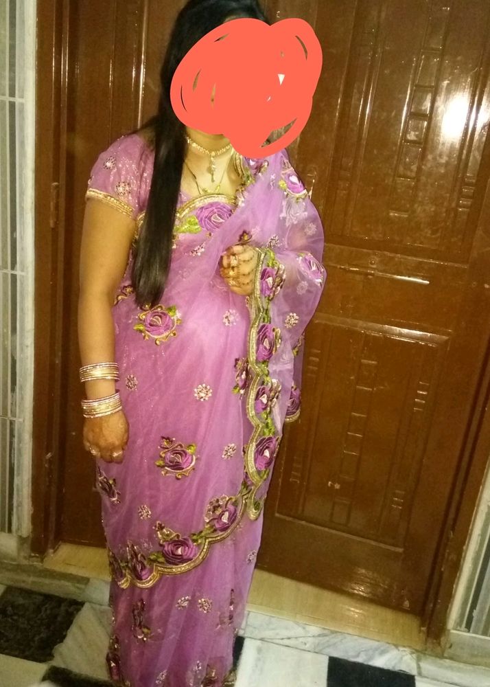 Rose Pink  Ready To Wear Saree